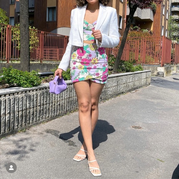 ZARA 2 Piece Floral Crop Top And Skirt - Picture 3 of 3